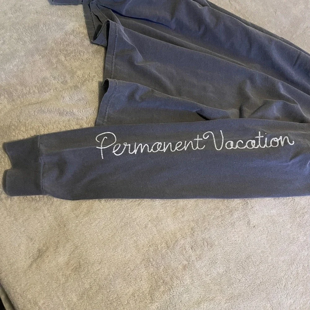 Party Pants‎ Permanent Vacation Long Sleeve Graphic T-Shirt Blue Mens XL Casual